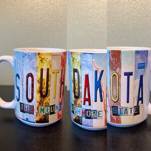 SOUTH DAKOTA License Plate Mug ~ The Mount Rushmore State ~ Souvenir